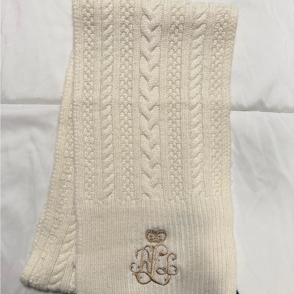 NWT Ralph Lauren Cream Cable Knit Scarf
